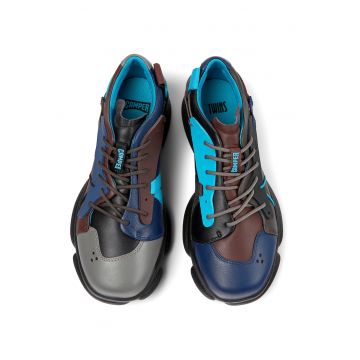 Pantofi sport din piele cu model colorblock
