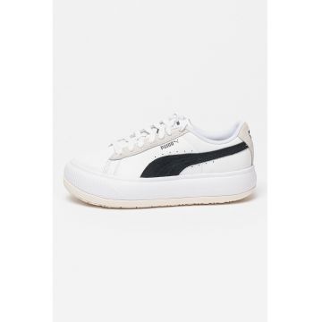 Pantofi sport din piele cu talpa flatform Mayu - Alb/Negru