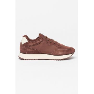 Pantofi sport low-top cu garnituri din piele intoarsa