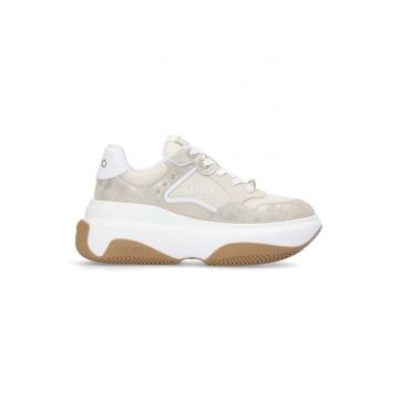 Pantofi sport wedge cu detalii de piele intoarsa