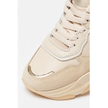 Pantofi sport wedge cu insertii de piele intoarsa