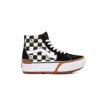 Tenisi cu platforma si garnituri de piele intoarsa SK8-Hi Stacked