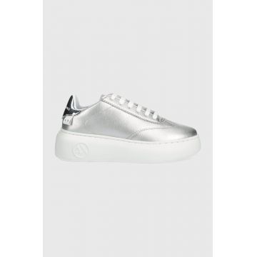 Armani Exchange sneakers din piele culoarea argintiu