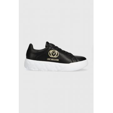 Love Moschino sneakers din piele HEART45 culoarea negru, JA15914G0HIA0000