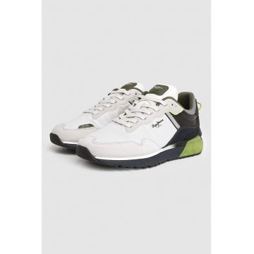 Pantofi sport cu detalii de piele si piele intoarsa