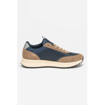 Pantofi sport cu insertii de piele intoarsa si piele Slate