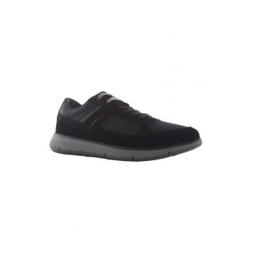 Pantofi sport de piele intoarsa cu garnituri textile