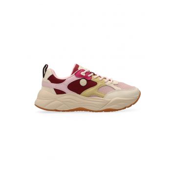 Pantofi sport de piele si piele intoarsa cu garnituri de plasa