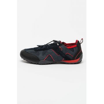 Pantofi sport low-top de piele ecologica cu insertii de plasa Snake