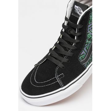 Tenisi mid-cut cu garnituri de piele intoarsa