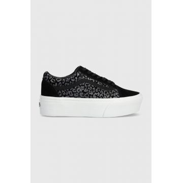 Vans tenisi de piele Old Skool Stackform femei, culoarea negru, VN0009PZYY61