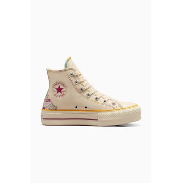 Converse tenisi Chuck Taylor All Star Lift femei, culoarea bej, A07988C