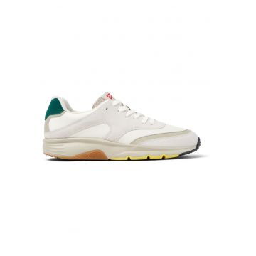 Pantofi sport cu insertii din piele nabuc Drift - Alb/Gri
