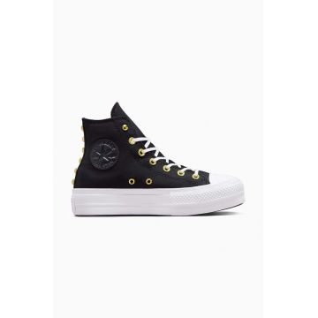 Converse tenisi Chuck Taylor All Star Lift femei, culoarea negru, A05453C