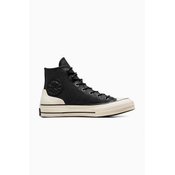 Converse teniși de piele Chuck 70 culoarea negru, A05695C