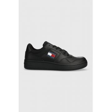 Tommy Jeans sneakers din piele TJM RETRO BASKET ESS culoarea negru, EM0EM01395