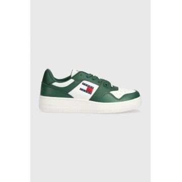 Tommy Jeans sneakers din piele TJM RETRO BASKET ESS culoarea verde, EM0EM01395