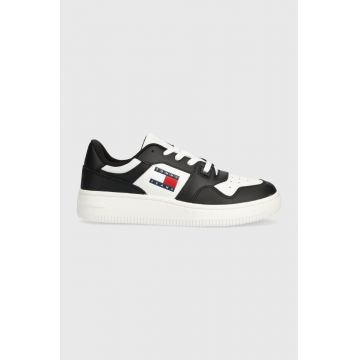 Tommy Jeans sneakers din piele TJW RETRO BASKET ESS culoarea negru, EN0EN02505