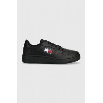 Tommy Jeans sneakers din piele TJW RETRO BASKET ESS culoarea negru, EN0EN02505