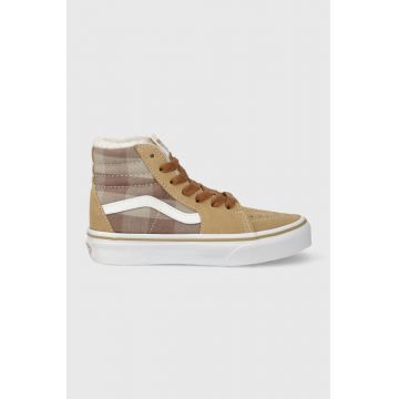 Vans adidasi de piele intoarsa pentru copii VN0A4BUWBF21 UY SK8-Hi PLAI culoarea bej