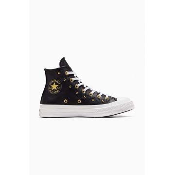 Converse tenisi de piele Chuck 70 femei, culoarea negru, A06809C