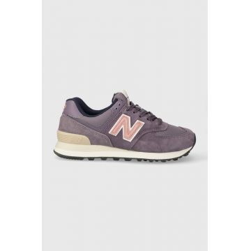 New Balance sneakers din piele întoarsă 574 culoarea violet