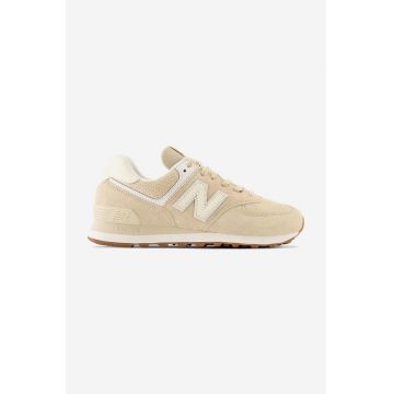 New Balance sneakers din piele întoarsă WL574NC culoarea bej WL574NC-4NC
