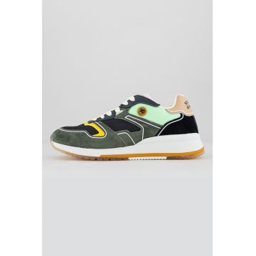 Pantofi sport cu model colorblock si insertii de piele intoarsa