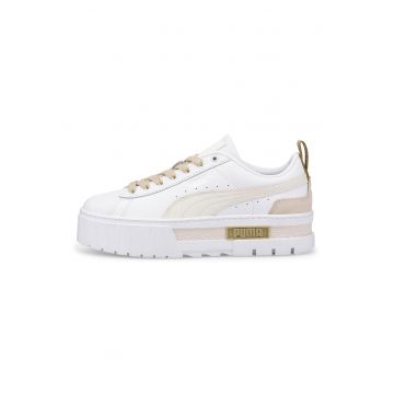 Pantofi sport flatform de piele Mayze Luxe - Alb/Bej