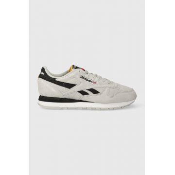 Reebok sneakers din piele intoarsă Classic Leather culoarea gri