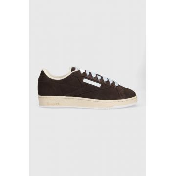 Reebok sneakers din piele întoarsă Club C culoarea maro HP6471-brown