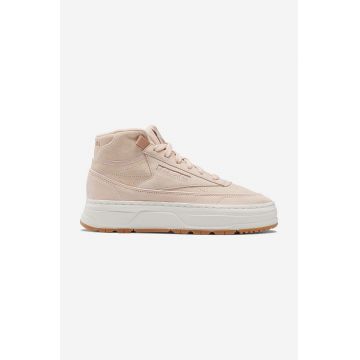 Reebok sneakers din piele întoarsă Club C Geo Mid culoarea bej GV7037-cream