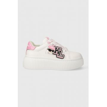 Karl Lagerfeld sneakers din piele KREEPER LO culoarea alb, KL42376V