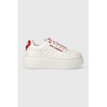 Karl Lagerfeld sneakers din piele KREEPER LO culoarea alb, KL42394