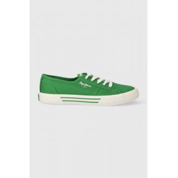 Pepe Jeans tenisi PLS31287 femei, culoarea verde, BRADY BASIC W