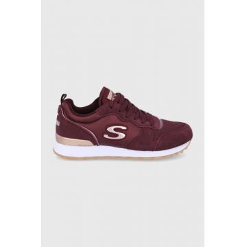 Skechers Pantofi culoarea bordo, cu toc plat