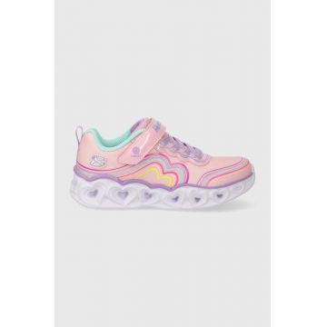 Skechers sneakers pentru copii HEART LIGHTS RETRO HEARTS culoarea roz