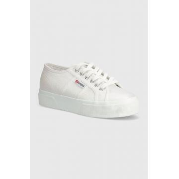 Superga tenisi 2740 PLATFORM LAME femei, culoarea alb, S6128SW