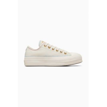 Converse tenisi Chuck Taylor All Star Lift femei, culoarea alb, A08732C