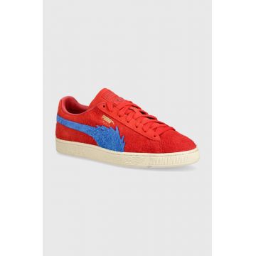 Puma sneakers din piele intoarsă X ONE PIECE culoarea roșu, 396520