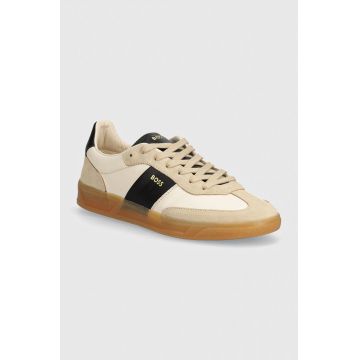 BOSS sneakers din piele Brenta culoarea bej, 50523159