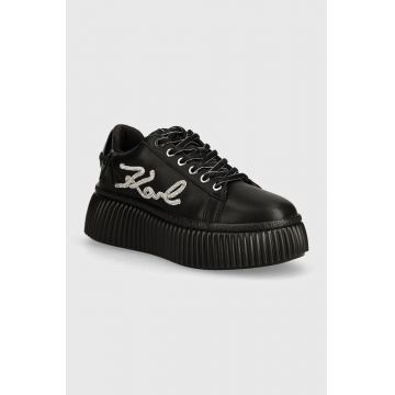 Karl Lagerfeld sneakers din piele KREEPER culoarea negru, KL42372G