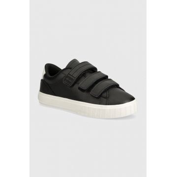 Tommy Jeans sneakers din piele TJW CUPSOLE SNEAKER VELCRO culoarea negru, EN0EN02568