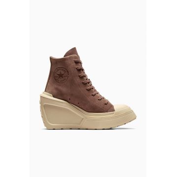 Converse tenisi de piele Chuck 70 De Luxe Wedge femei, culoarea maro, A08247C Converse tenisi de piele Chuck 70 De Luxe Wedge femei, culoarea maro, A08247C