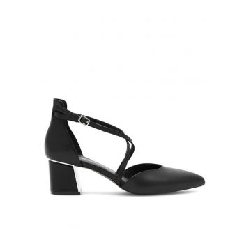 Pantofi sport  din piele naturala - model pentru dama - culoare negru