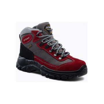 Pantofi trekking dama -  rosu/negru - piele/stofa -
