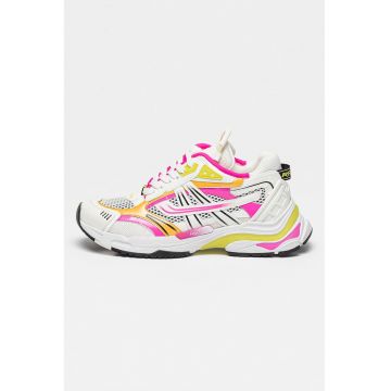 Pantofi sport de piele ecologica cu insertii de plasa Race Colorful