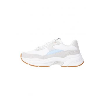 Pantofi sport din piele si piele intoarsa cu aspect masiv