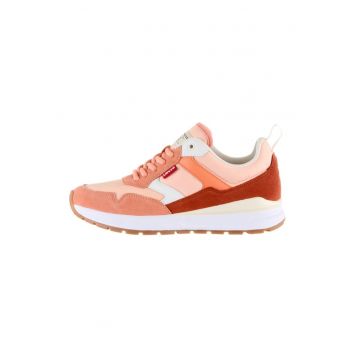 Pantofi sport colorblock cu garnituri de piele si piele intoarsa