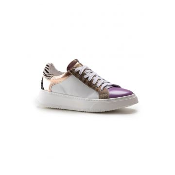 Pantofi sport colorblock de piele